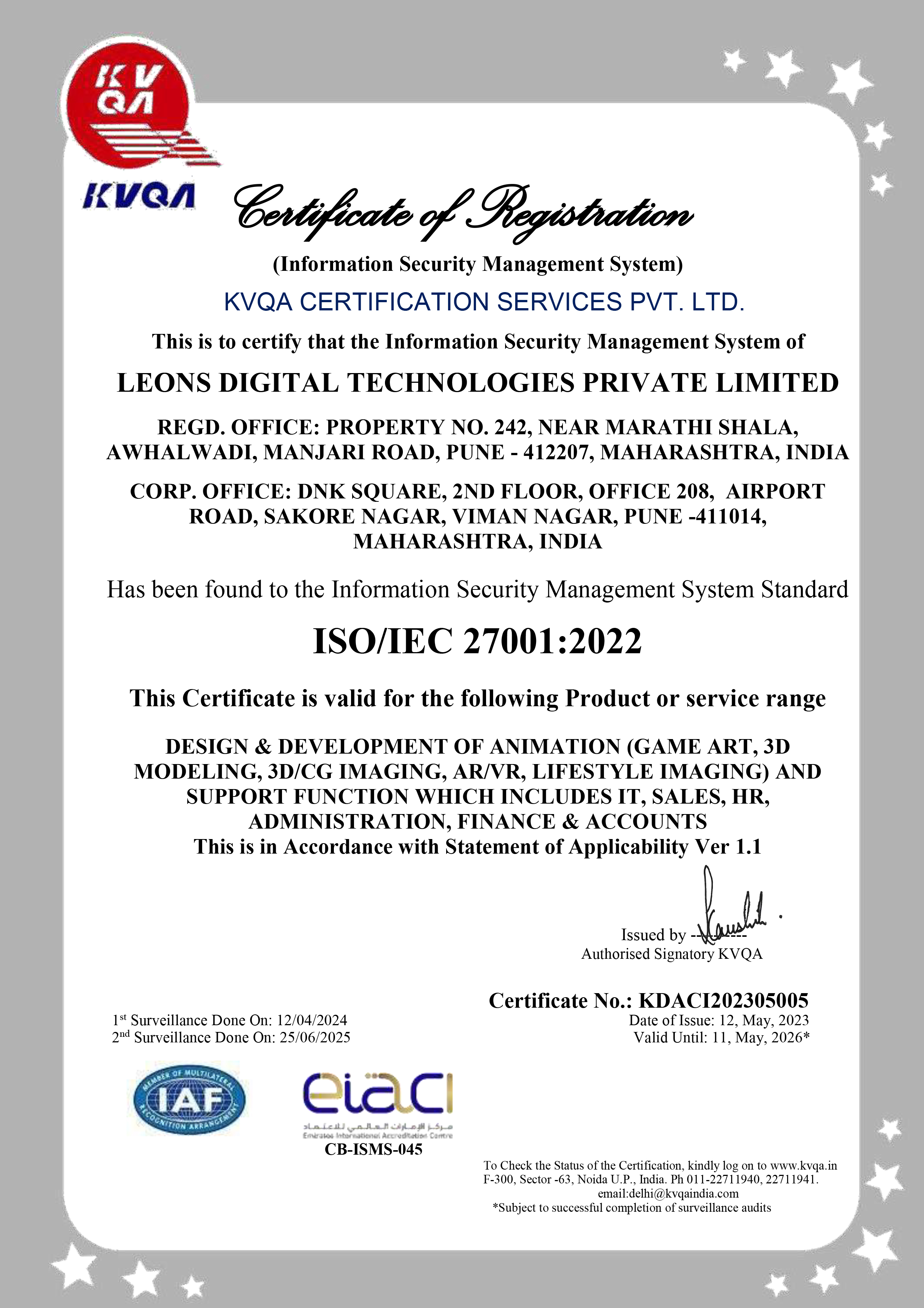 ISO/IEC 27001:2022 Certificate